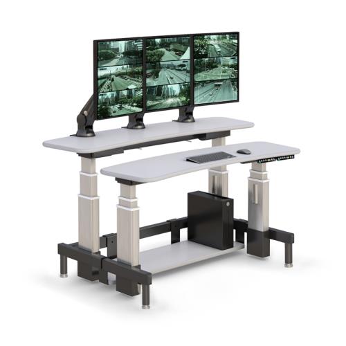 Dual TierElectric Height Adjustable Computer Workstation Desk