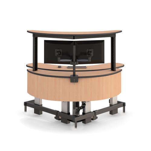 Dual Tier Curve-Shaped Command Center Monitoring Desk