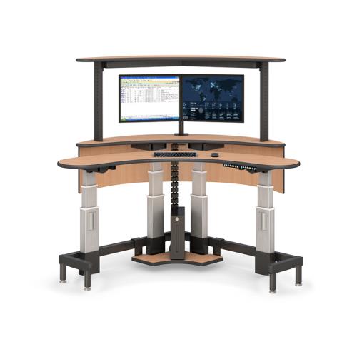 Dual Tier Curve-Shaped Command Center Monitoring Desk