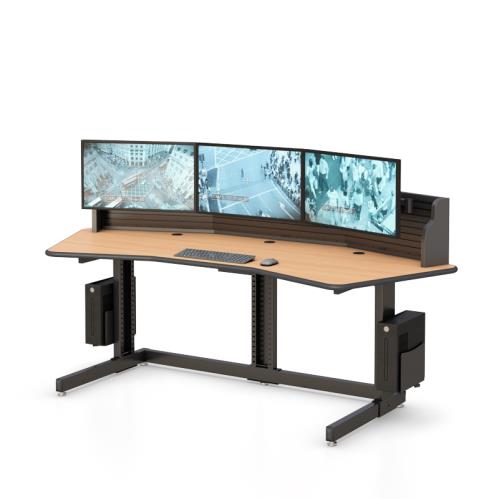 Computer Desk with Slat Wall Monitor MountsErgonomic NOC Room Desk