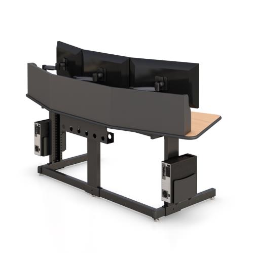 Computer Desk with Slat Wall Monitor MountsErgonomic NOC Room Desk