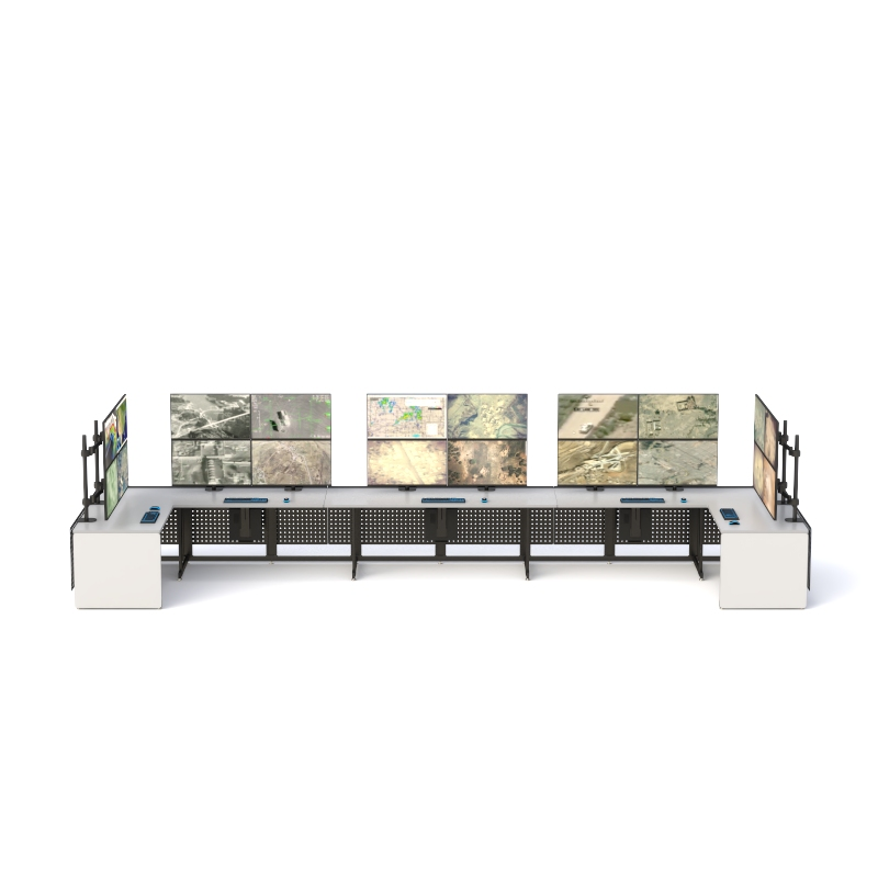 Ergonomic Control Console with Monitors for Command Centers