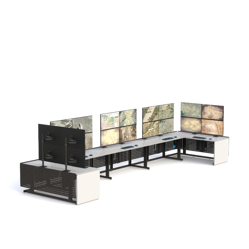 Ergonomic Control Console with Monitors for Command Centers