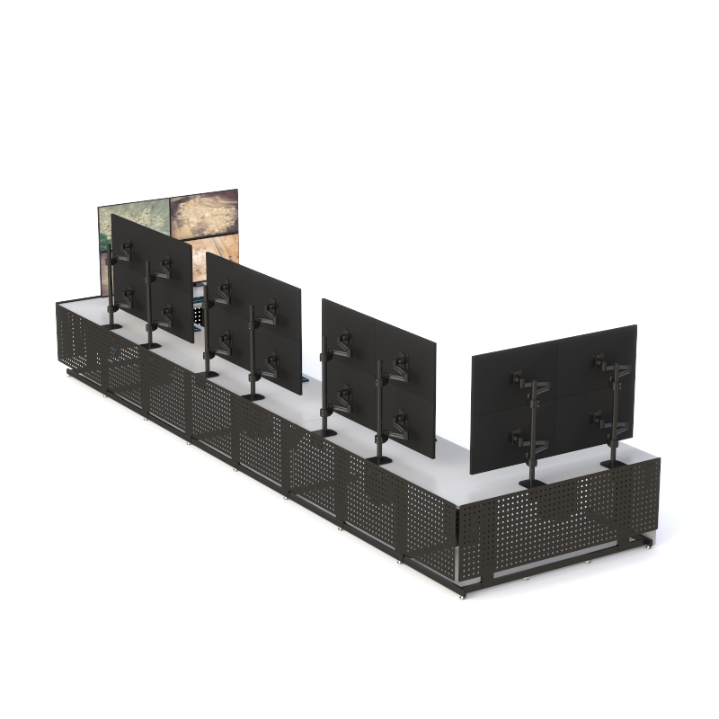 Ergonomic Control Console with Monitors for Command Centers