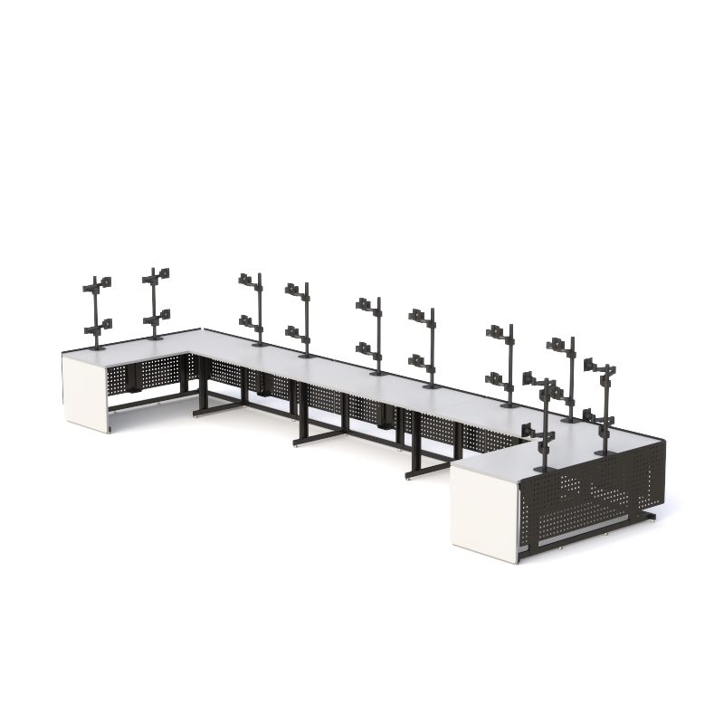 Ergonomic Control Console with Monitors for Command Centers