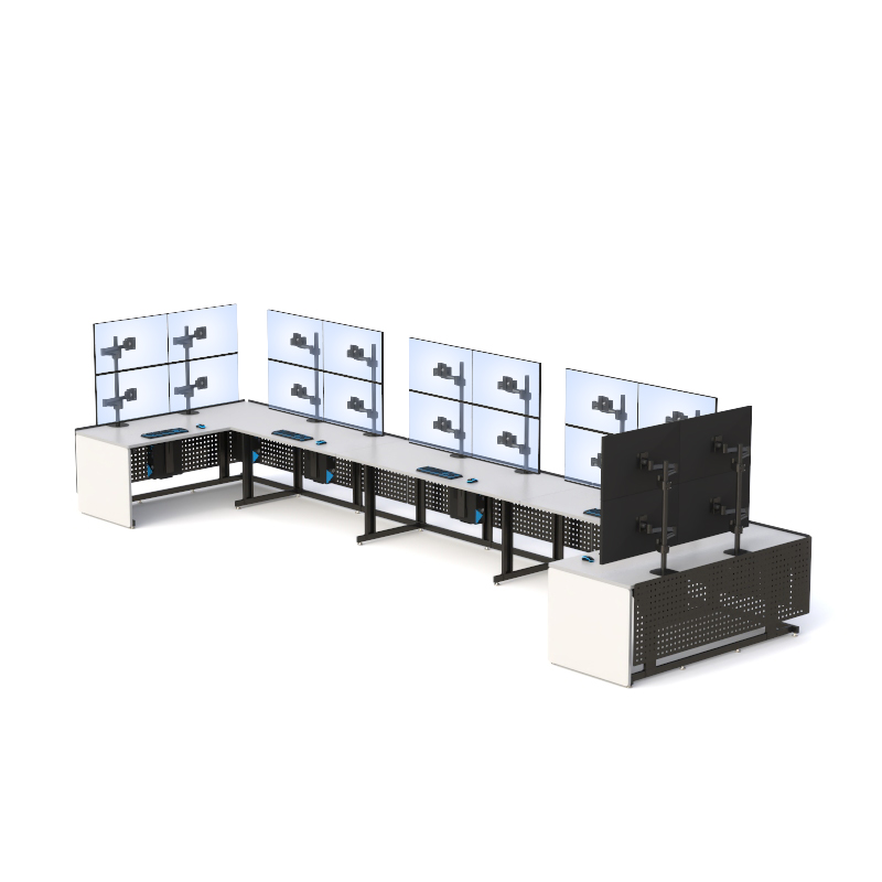 Ergonomic Control Console with Monitors for Command Centers