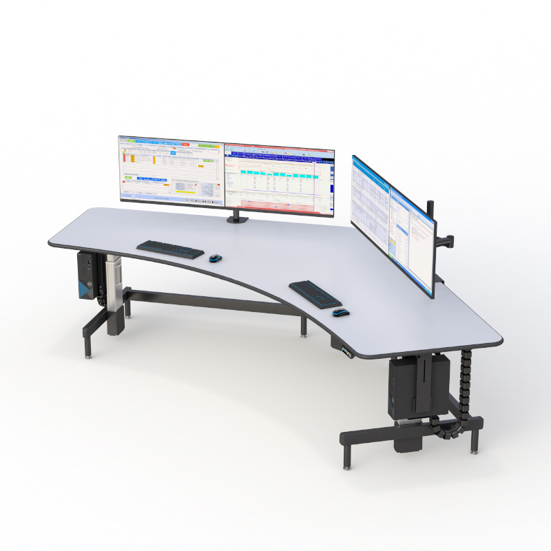 Ergonomic Security Desk Workstation & Multiple Display Monitors