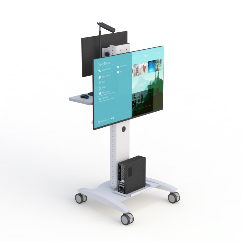 Mobile TV Stand with Wheels for Presentations & Meetings