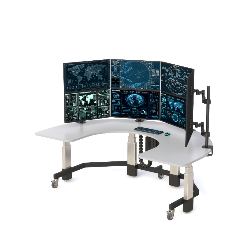 Ergonomic Security Surveillance Desk – U-Shaped Workstation