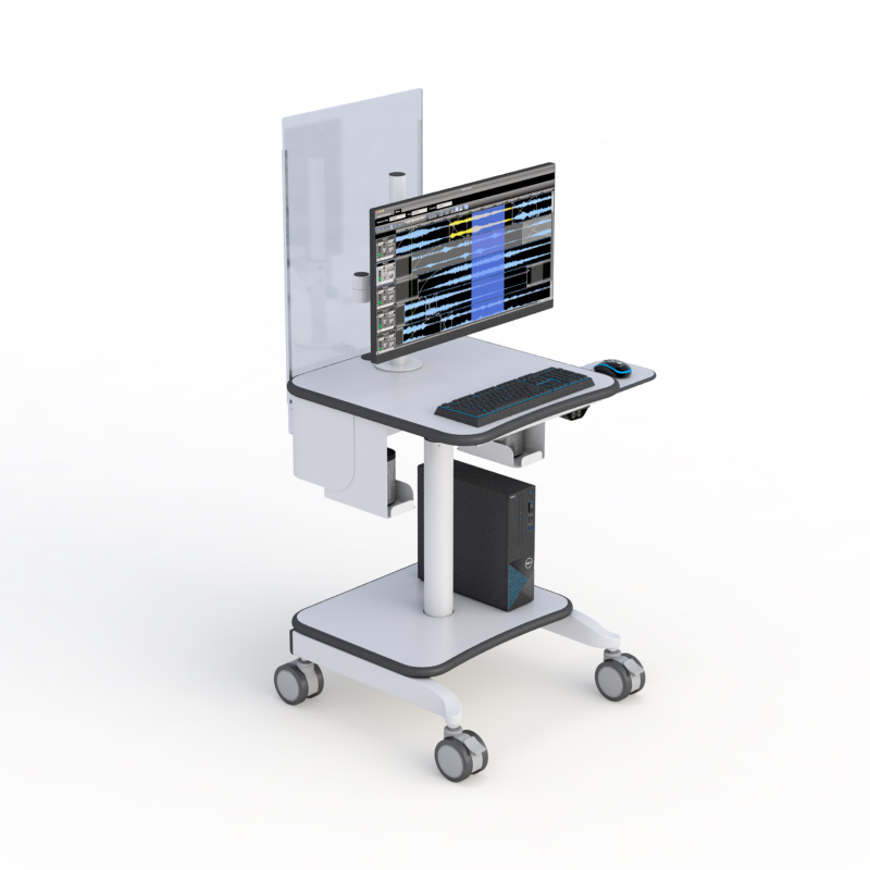Mobile Data Computer Cart with Built-in Protective Shield