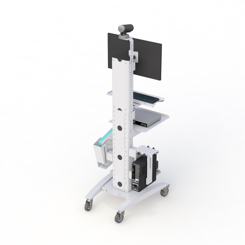 Ergonomic Mobile Computer Workstation with Adjustable Storage