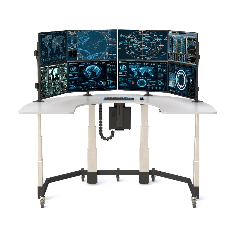 Ergonomic Security Surveillance Desk – U-Shaped Workstation