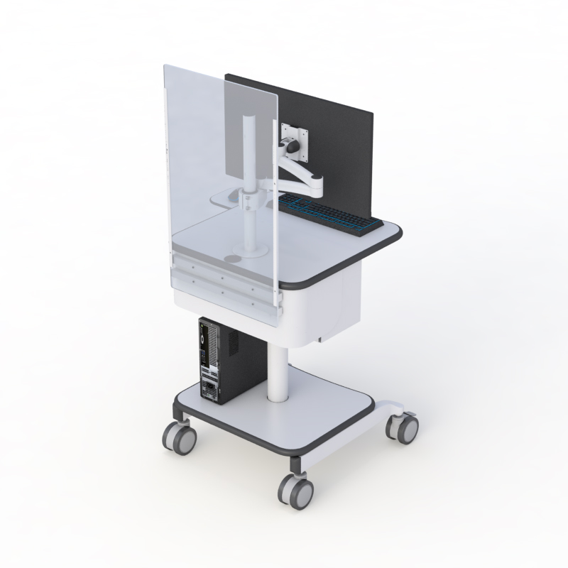 Mobile Data Computer Cart with Built-in Protective Shield