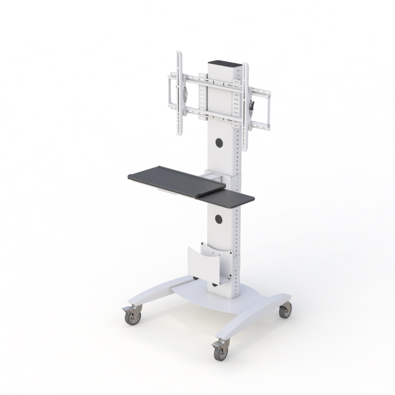 Ergonomic Mobile Computer Cart with Adjustable Monitor Mount