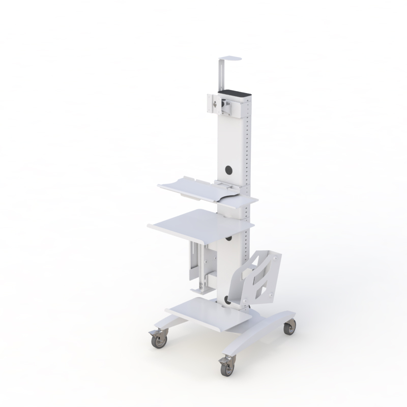 Ergonomic Mobile Computer Workstation with Adjustable Storage