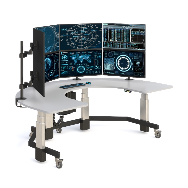 Ergonomic Security Surveillance Desk – U-Shaped Workstation