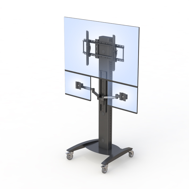 Mobile TV Floor Stand with Adjustable Height & Storage