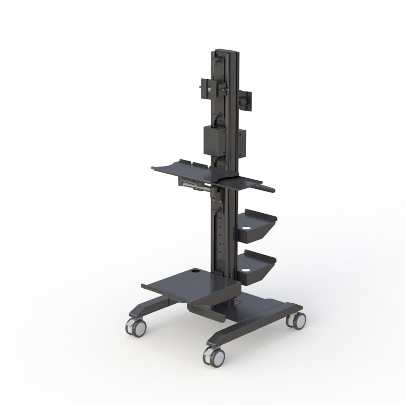 Ergonomic Rolling Monitor Stand with Utility Trays