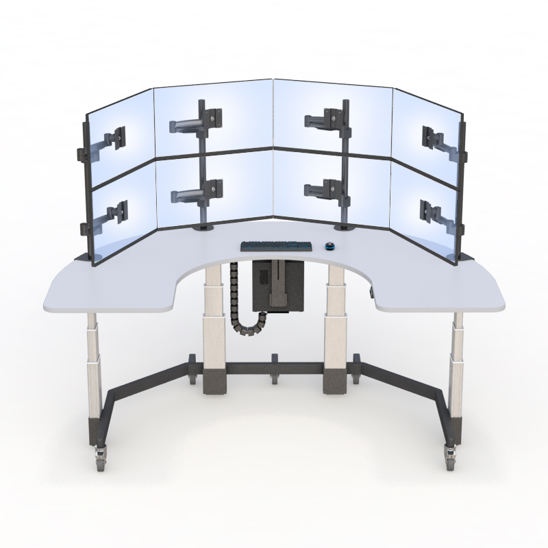 Ergonomic Security Surveillance Desk – U-Shaped Workstation