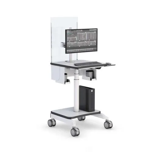 Mobile Data Computer Cart with built-in Protective Shield