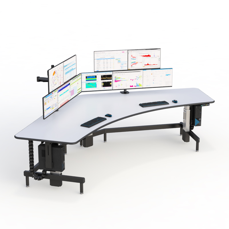 Ergonomic Security Desk Workstation & Multiple Display Monitors