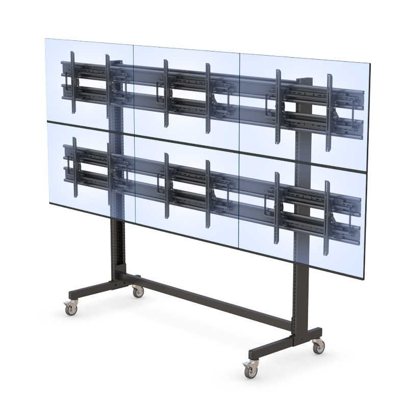 Multi-monitor display floor stand (3×3) six large screens
