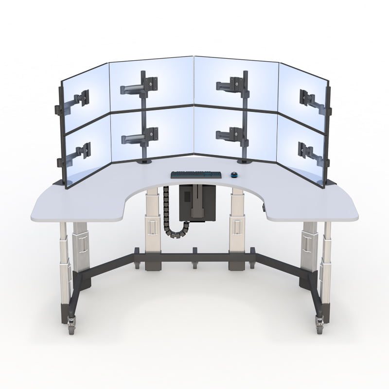 Ergonomic U-Shaped Workstation for Security & Surveillance