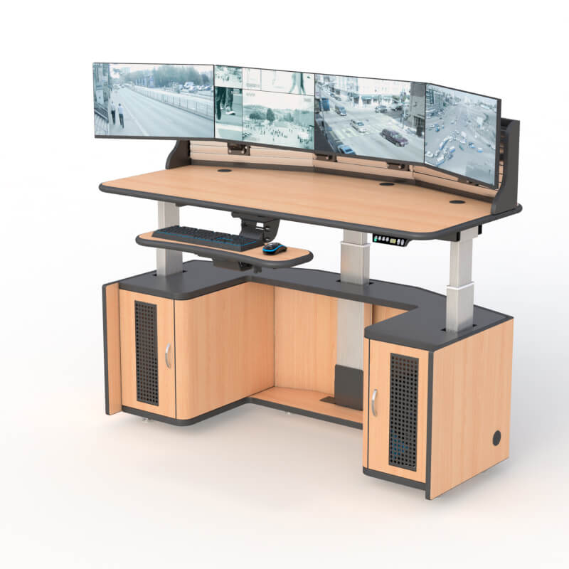 Height Adjustable Multi Monitor Security Workstation Desk Ergonomic Dispatch Furniture
