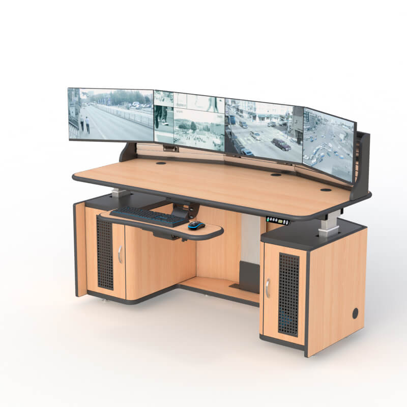 Height Adjustable Multi Monitor Security Workstation Desk Ergonomic Dispatch Furniture
