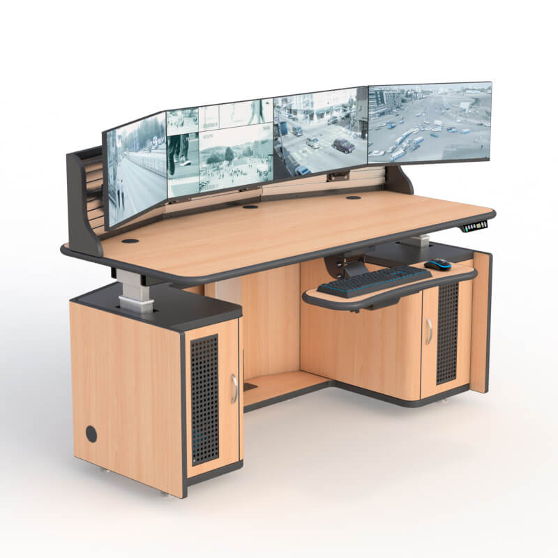 Height Adjustable Multi Monitor Security Workstation Desk Ergonomic Dispatch Furniture