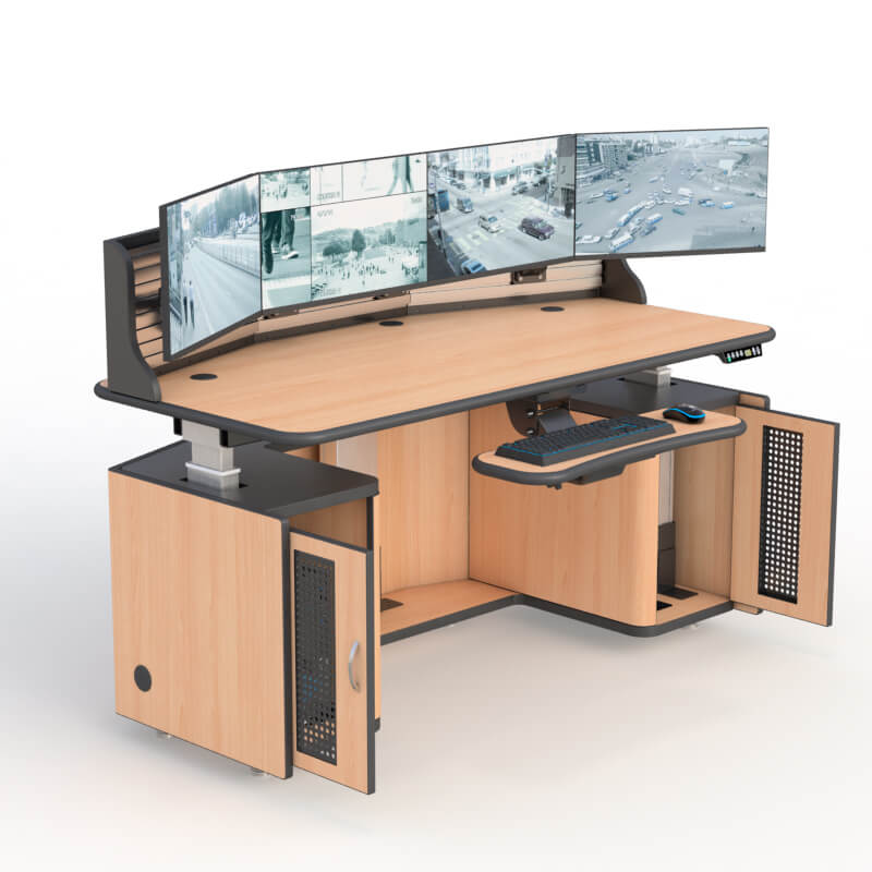 Height Adjustable Multi Monitor Security Workstation Desk Ergonomic Dispatch Furniture
