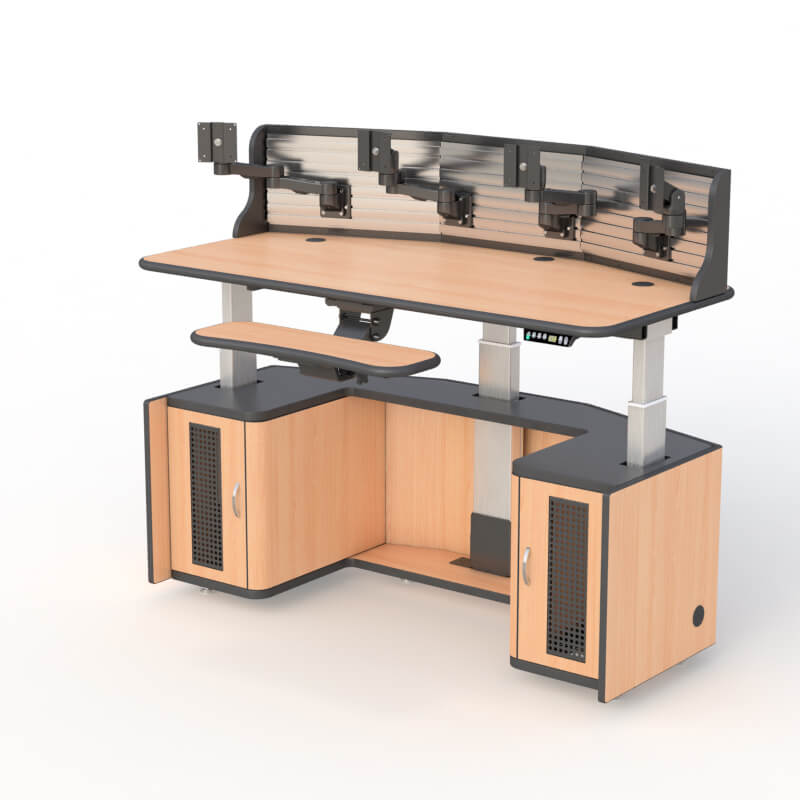 Height Adjustable Multi Monitor Security Workstation Desk Ergonomic Dispatch Furniture