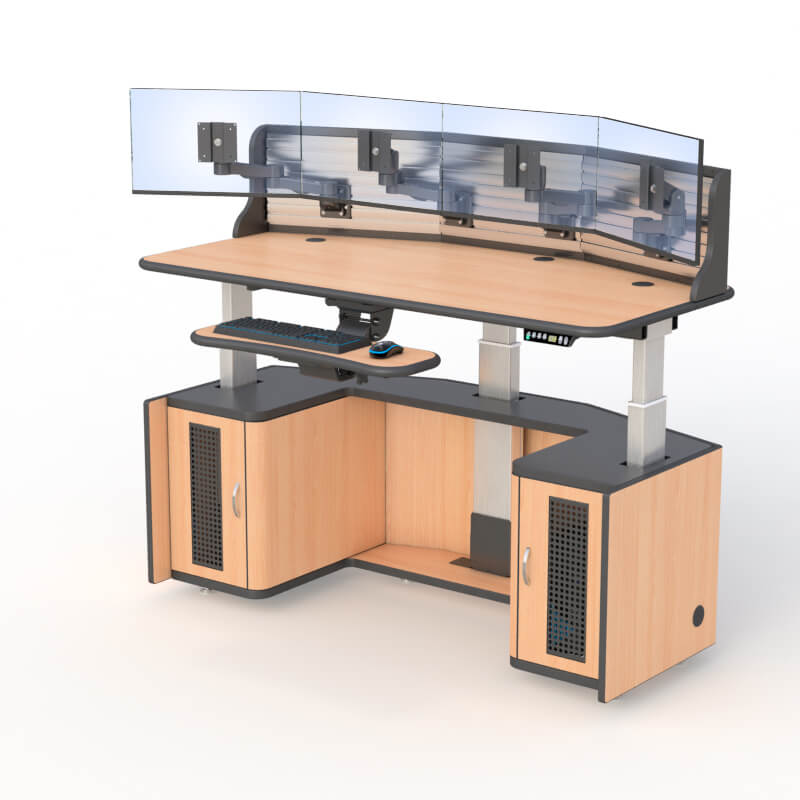 Height Adjustable Multi Monitor Security Workstation Desk Ergonomic Dispatch Furniture