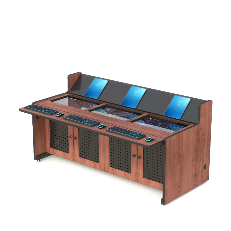 Executive Command Center Console with Privacy Wall and Secure CPU Cabinets