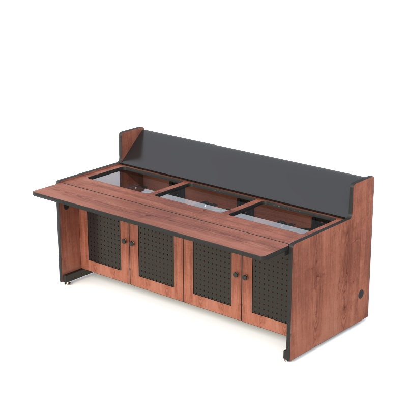 Executive Command Center Console with Privacy Wall and Secure CPU Cabinets