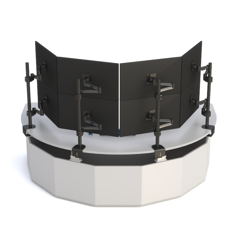 U-Shaped Eight-Monitor Electric Height-Adjustable Command Console