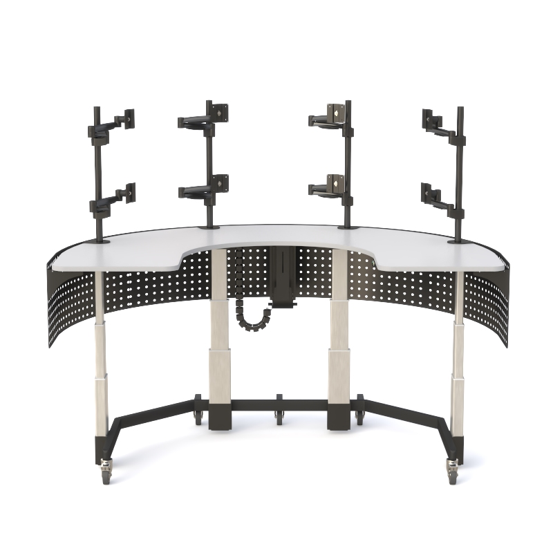 Mobile U-Shaped Eight-Monitor Sit-Stand Command Console
