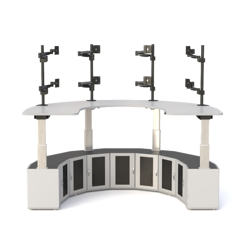 U-Shaped Eight-Monitor Electric Height-Adjustable Command Console